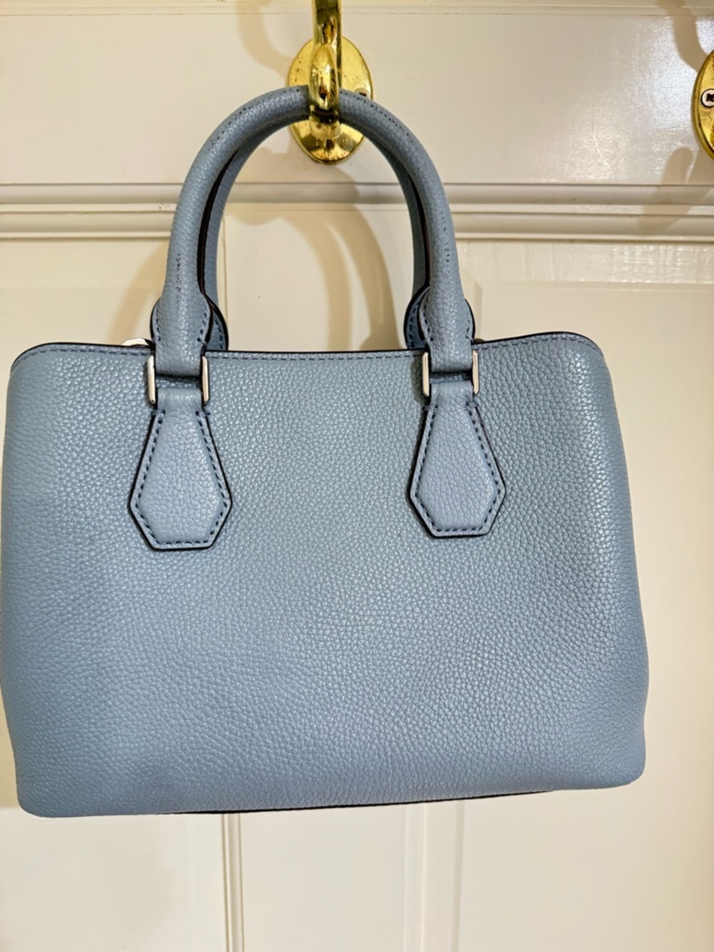 MICHAEL KORS Medium Pebbled Saffiano Leather Satchel in Light Blue - Picture 2 of 11